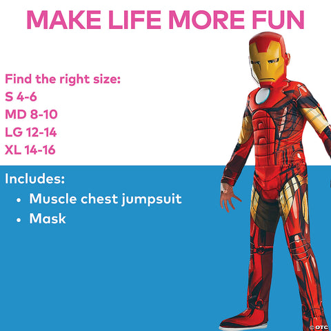 Boy's Deluxe Muscle Iron Man Costume | Horror-Shop.com