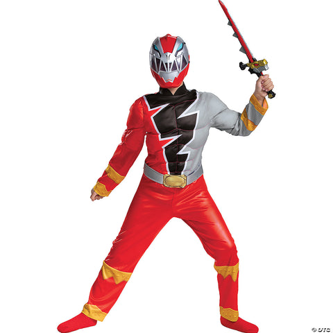 Boy's Red Ranger Dino Fury Muscle Costume | Horror-Shop.com
