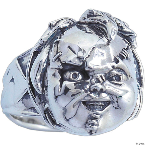 Child’s Play™ Scarred Chucky Face Plated Brass Ring - Size 11