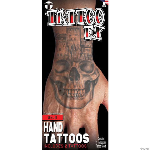 Tinsley Transfers Hand Tattoo Skull Temporary Tattoos