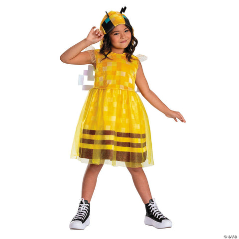 Kids Minecraft™ Bee Hooded Dress Costume - Small 4-6