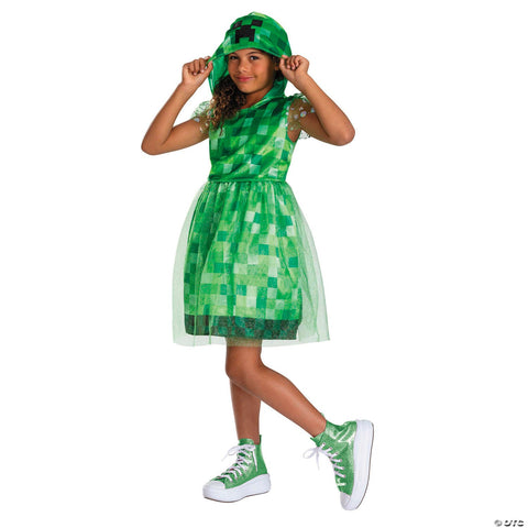 Kids Minecraft™ Creeper Hooded Dress Costume - Medium 7-8
