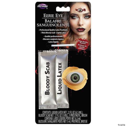 Eerie Wide-Open Green Eye Prosthetic Eye Makeup Kit
