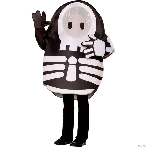Kids Fall Guys™ Black & White Polyester Tunic Skelly Costume - Fits up to Size 14