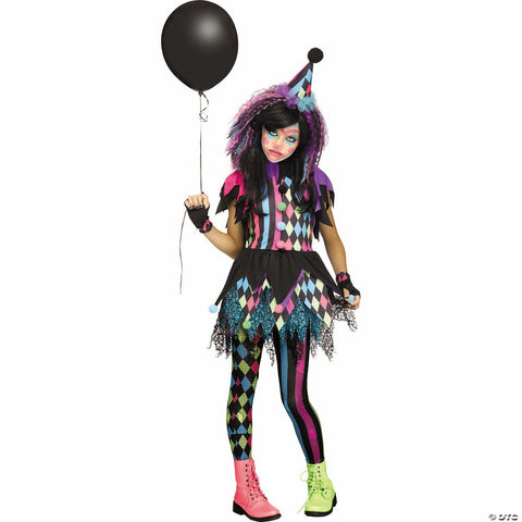 Girl’s Multicolor Twisted Circus Clown Costume -  12-14