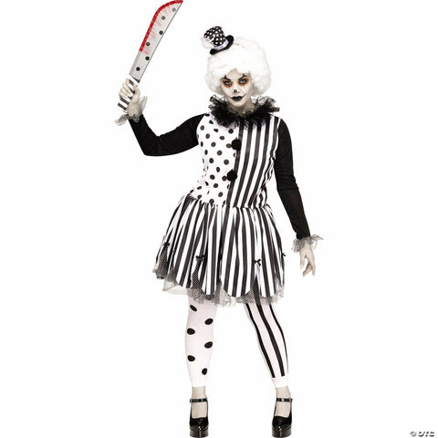 Women’s Black & White Killer Clown Costume - Plus Size 1X 16W-20W | Horror-Shop.com