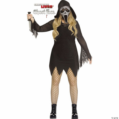 Adults Deluxe Ghost Face® Bling Plus Size Dress Costume - 22W-24W