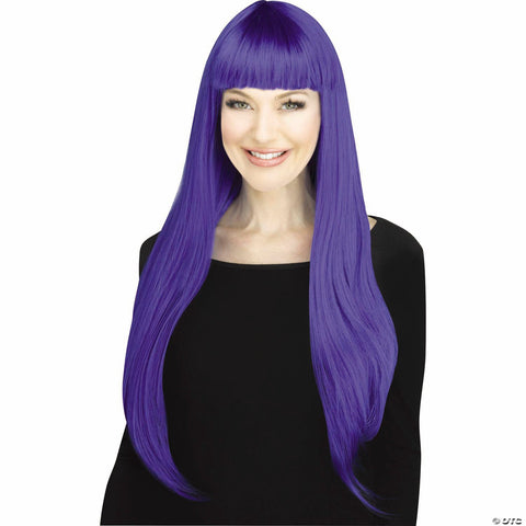 Adults Got You Babe Black Long Hair with Bangs Wig - One Size