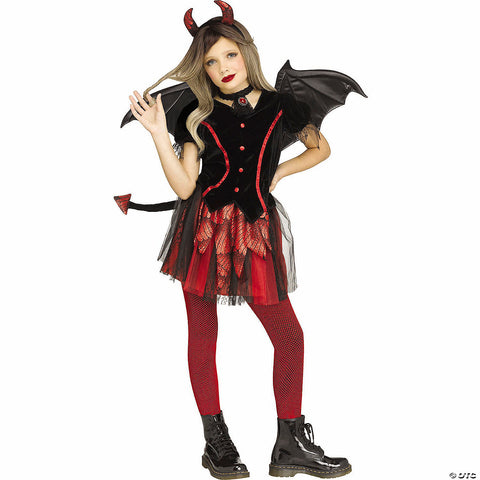 Girl’s Black & Red Dress Devil Costume with Wings -  12-14 | Horror-Shop.com
