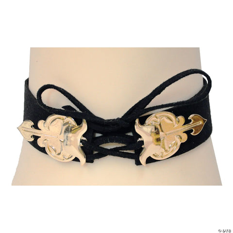 Suede Choker W/Gold Metal Trim