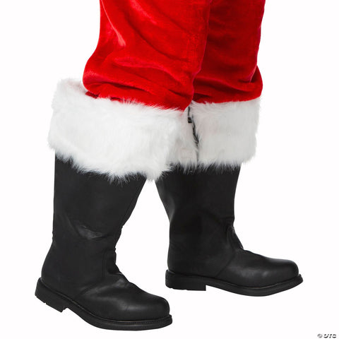 Men's Black Santa Boot with White Fur Cuff -