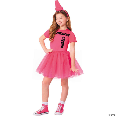 Kids Crayola® Pink Crayon Box Dress Costume - Medium 7-8