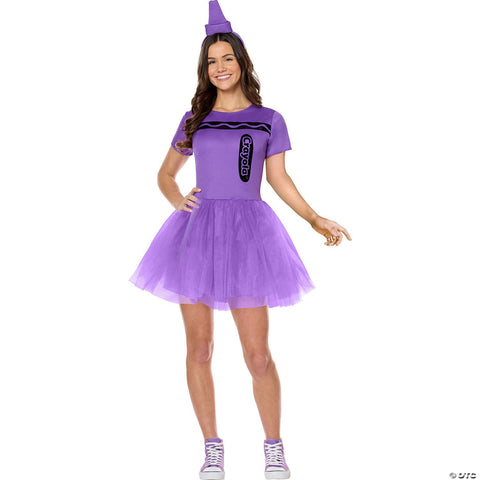Adults Crayola® Purple Crayon Box Dress Costume - Small