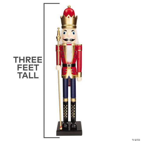 3 Ft. Large Classic Red Wood Holiday Nutcracker with Scepter