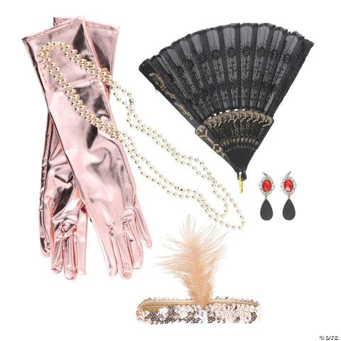 Adults Gold Roaring 20's Costume Accessory Kit - 6 Pc.