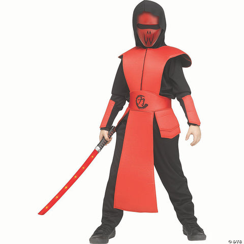 Kids Red & Black Polyester Ninja Guard Costume - Large 12-14 | Horror-Shop.com