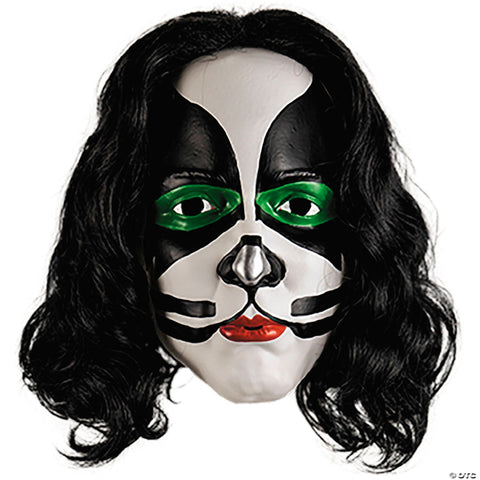 KISS Deluxe The Catman Overhead Plastic Mask with Wig - One Size