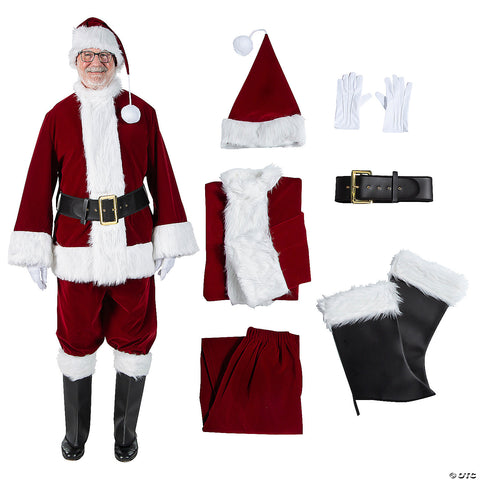 Men's Burgundy Velvet Santa Suit Costume - XL | Horror-Shop.com