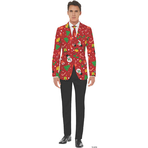 Men's Red Icon Christmas Jacket & Tie | Horror-Shop.com