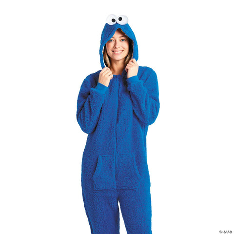 Adults Sesame Street® Cookie Monster Hooded Onesie Costume - Medium