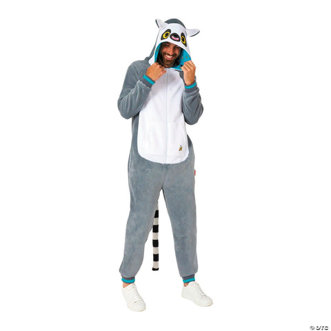Adults Lemur Hooded Onesie Costume - Extra Large