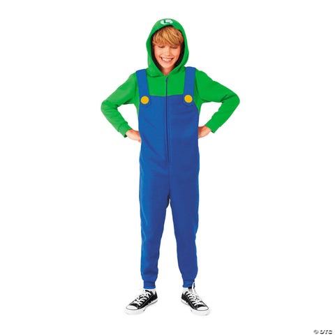 Kids Super Mario Bros.™ Luigi Hooded Onesie Costume - Small 2T-4T