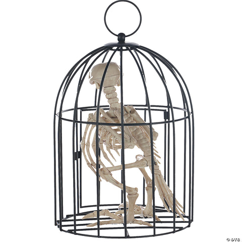 Skeleton Crow In Cage | Horror-Shop.com