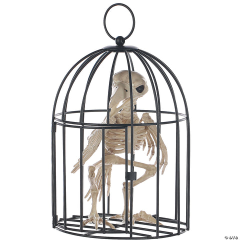 Skeleton Crow In Cage | Horror-Shop.com
