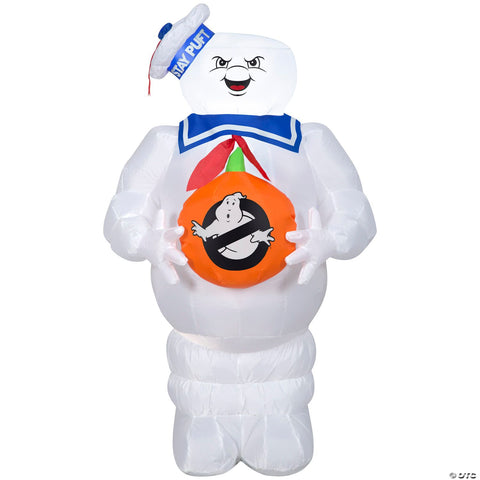 42" Airblown® Blowup Inflatable Ghostbusters Stay Puft Marshmallow Man with Jack-O-Lantern Halloween Outdoor Yard Decoration