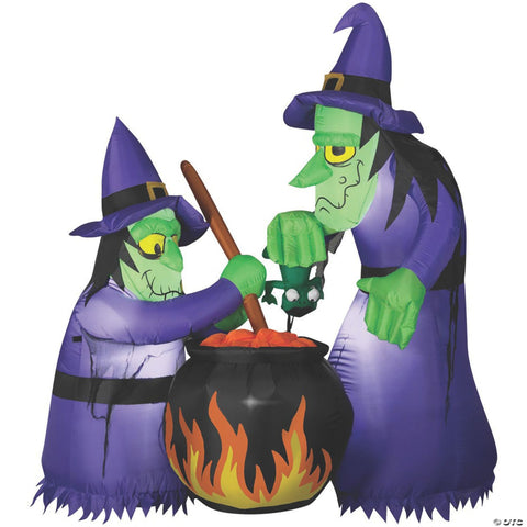 Airblown Double Bubble Witches with Cauldron Inflatable | Horror-Shop.com