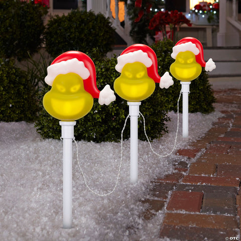 <html>22" Lightshow<sup>®</sup> EmoteGlow™ Dr. Seuss™ The Grinch Pathway Yard Stakes</html>
