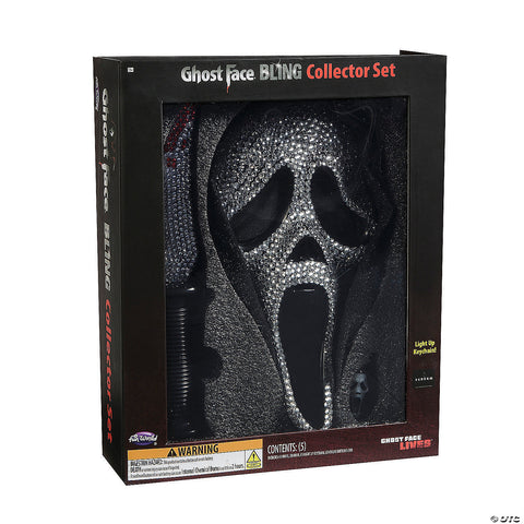 <html>Exclusive Ghost Face<sup>®</sup> Bling Mask, Knife & Light-Up Keychain Collectible Box Set</html>