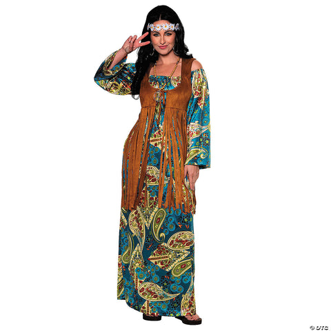 Women's Bohemian Hippie Dress Costume -  12-14 | Horror-Shop.com