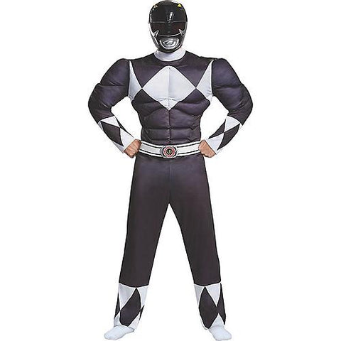 Men's Black Ranger Classic Muscle Costume - Mighty Morphin