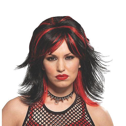 Rocker Unisex Black & Red Wig