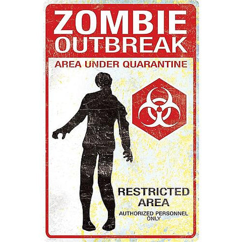 Zombie Outbreak Metal Sign