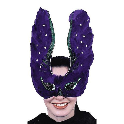 Women's Purple Feather Mask with Sequin