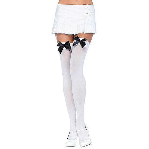 Nylon Thigh-Highs with Bow | Horror-Shop.com