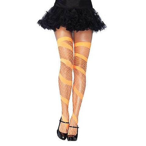 Neon Diamond Net Thigh-Highs