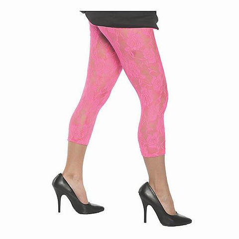 Neon Pink Lace Leggings - Adult